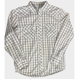 Old Navy Pearl Snap LS Western Plaid Shirt M Cowboy Yellowstone Ranch Rodeo